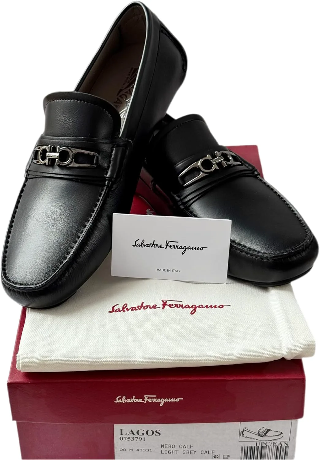 Мужские лоферы Ferragamo Lagos Gancini Bit, черная кожа, водители, классические без шнурков (Salvatore), черный — фото 3