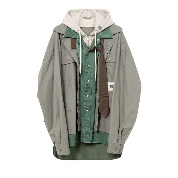 

Рубашка Maison Mihara Yasuhiro Triple Layered Shirt 'Khaki', зеленый