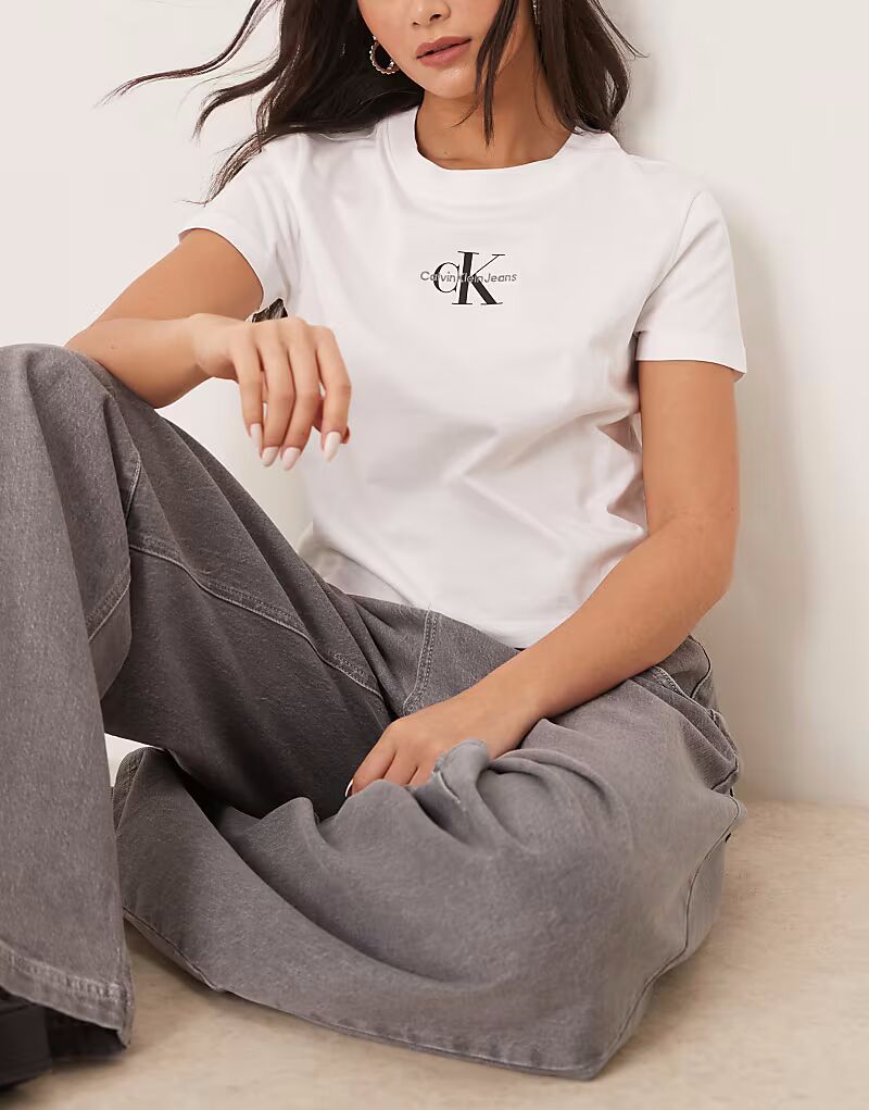 

Футболка Calvin Klein Jeans monologo baby белого цвета