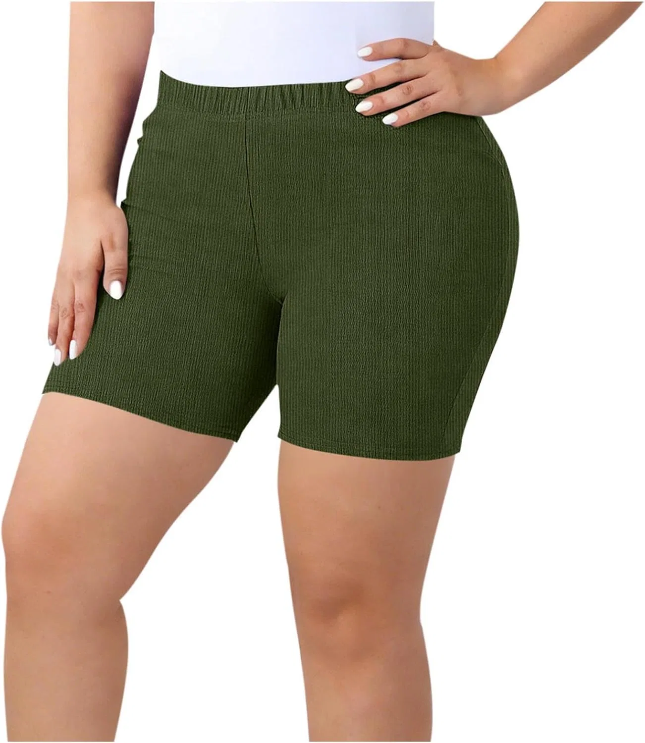 Женские шорты для йоги, высокие по талии, ребристый трикотаж, Army Green