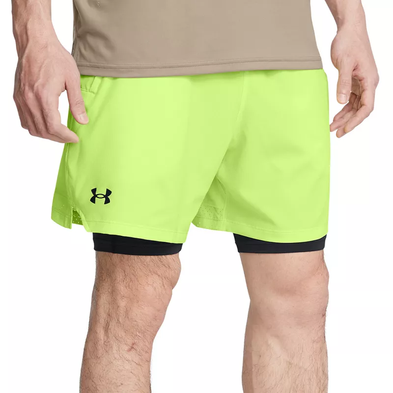 

Мужские тканые шорты 2-в-1 Under Armour Vanish, цвет Morph Green/Black/Black