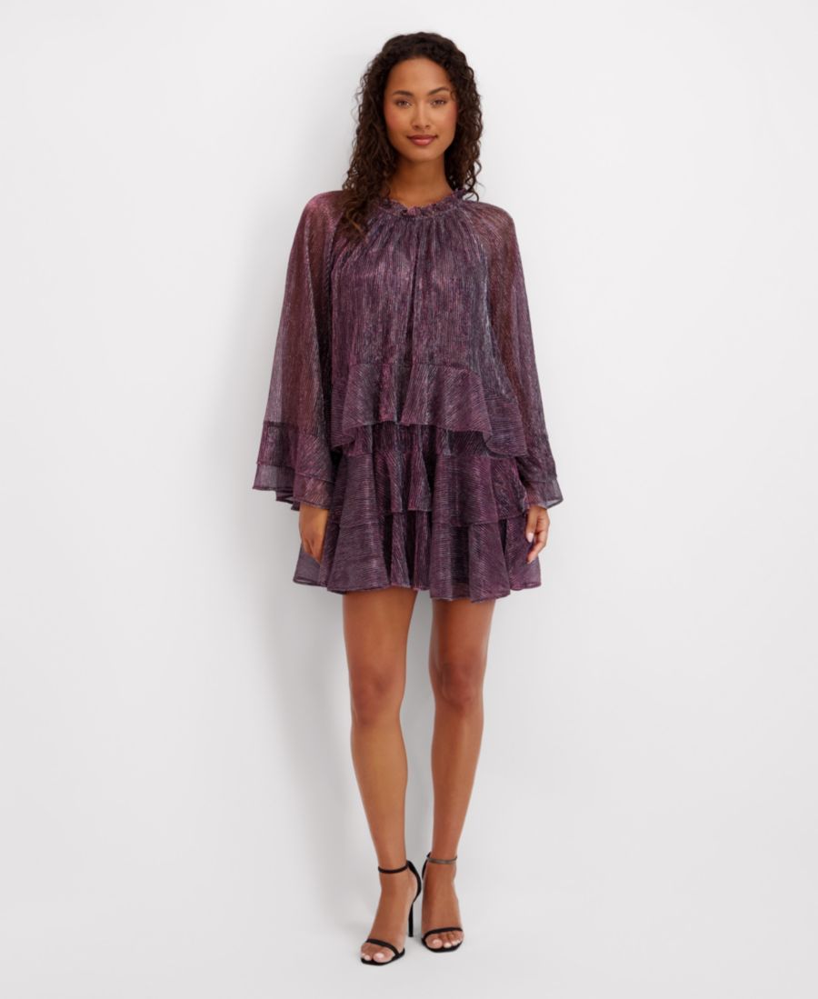 

Женское короткое платье с блестящим круглым вырезом kensie, Black Multi