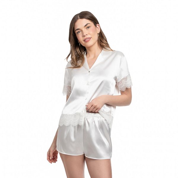

Женский комплект пижамы с пуговицами и шортами Lilac+London, Ivory