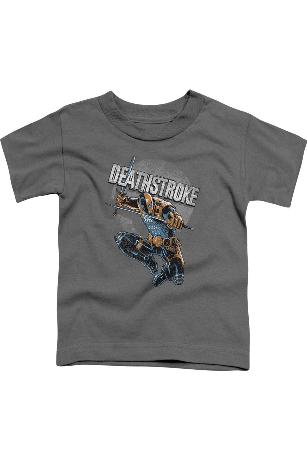 

Футболка для детей с коротким рукавом "Лига справедливости Америки" Deathstroke в ретро-стиле Gildan, Charcoal