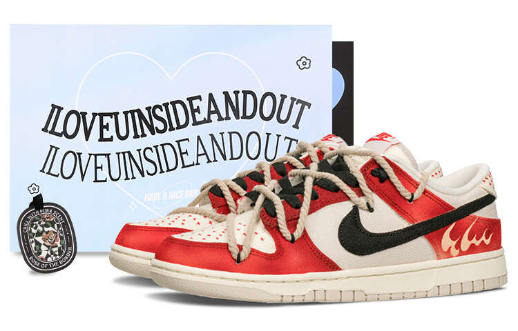

Кроссовки Nike Dunk Skateboard Shoes Men Low-Top Red/Beige
