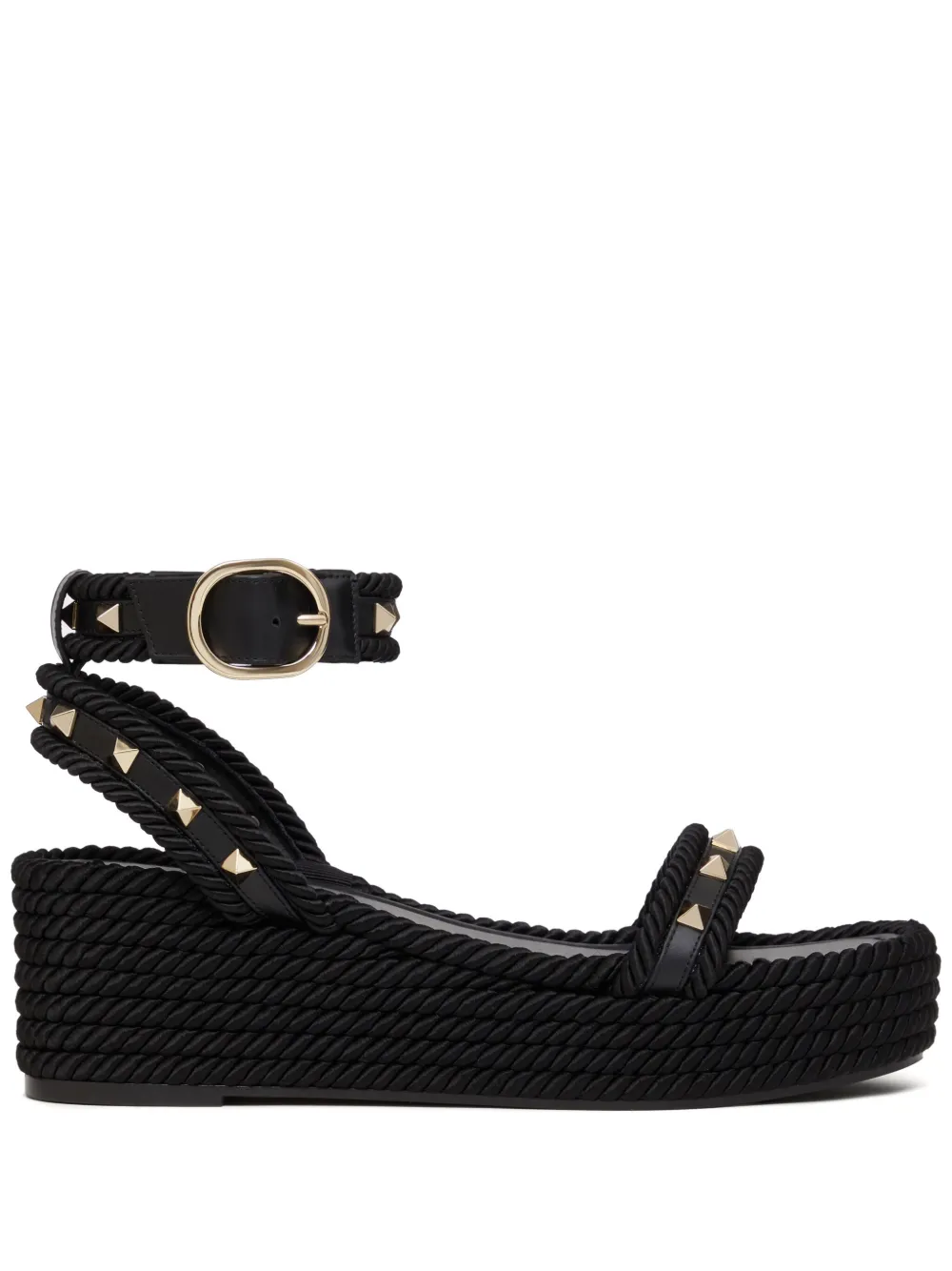 Босоножки Rockstud 45 на платформе VALENTINO GARAVANI, черный