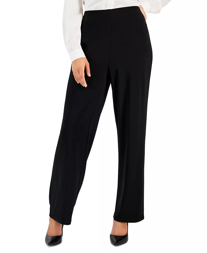 

Укороченные широкие брюки-кюлоты на резинке, Petite & Petite Short AK Anne Klein, черный