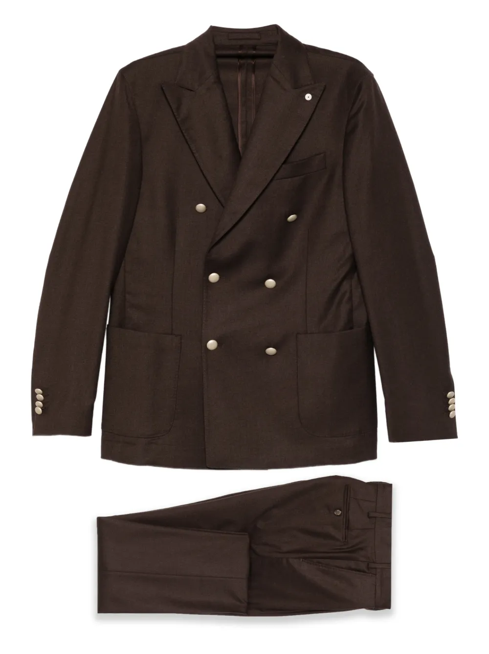 

Костюм с двубортным пиджаком Luigi Bianchi Mantova, коричневый