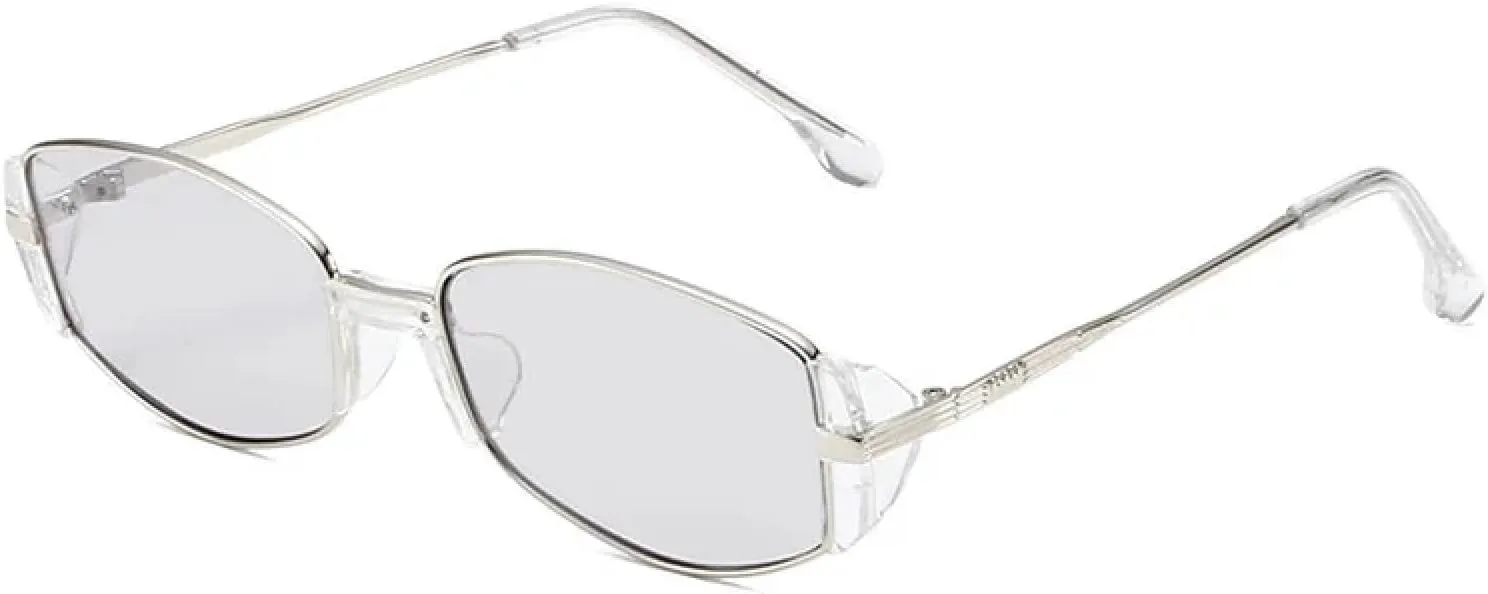 

Винтажные солнцезащитные очки неправильной формы для женщин, модные для мужчин, в стиле панк, маленькие, с защитой от УФ-излучения UV400 TVTBBVV, Silver-lightgray