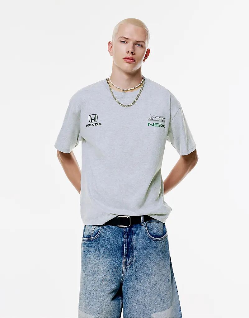 

Футболка Pull&Bear Honda nsx серого меланжевого цвета