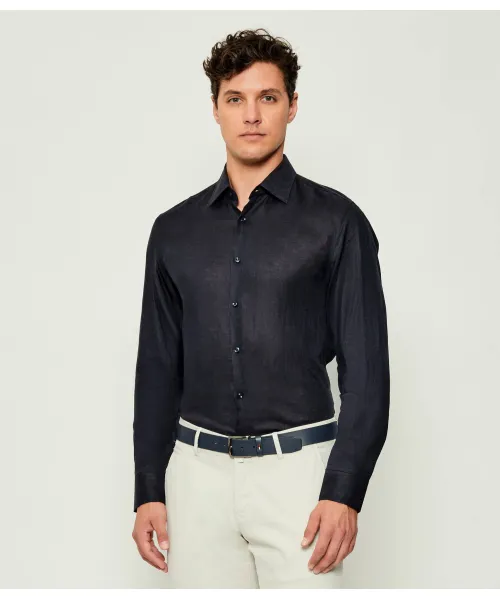 

Льняная рубашка h-hank-kent-c1-214 Slim fit Boss, синий