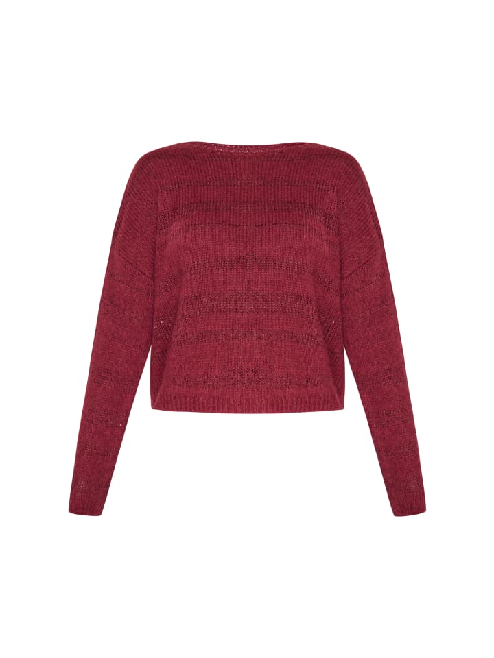 

Женский свитер бордового цвета с разноцветной отделкой Usha