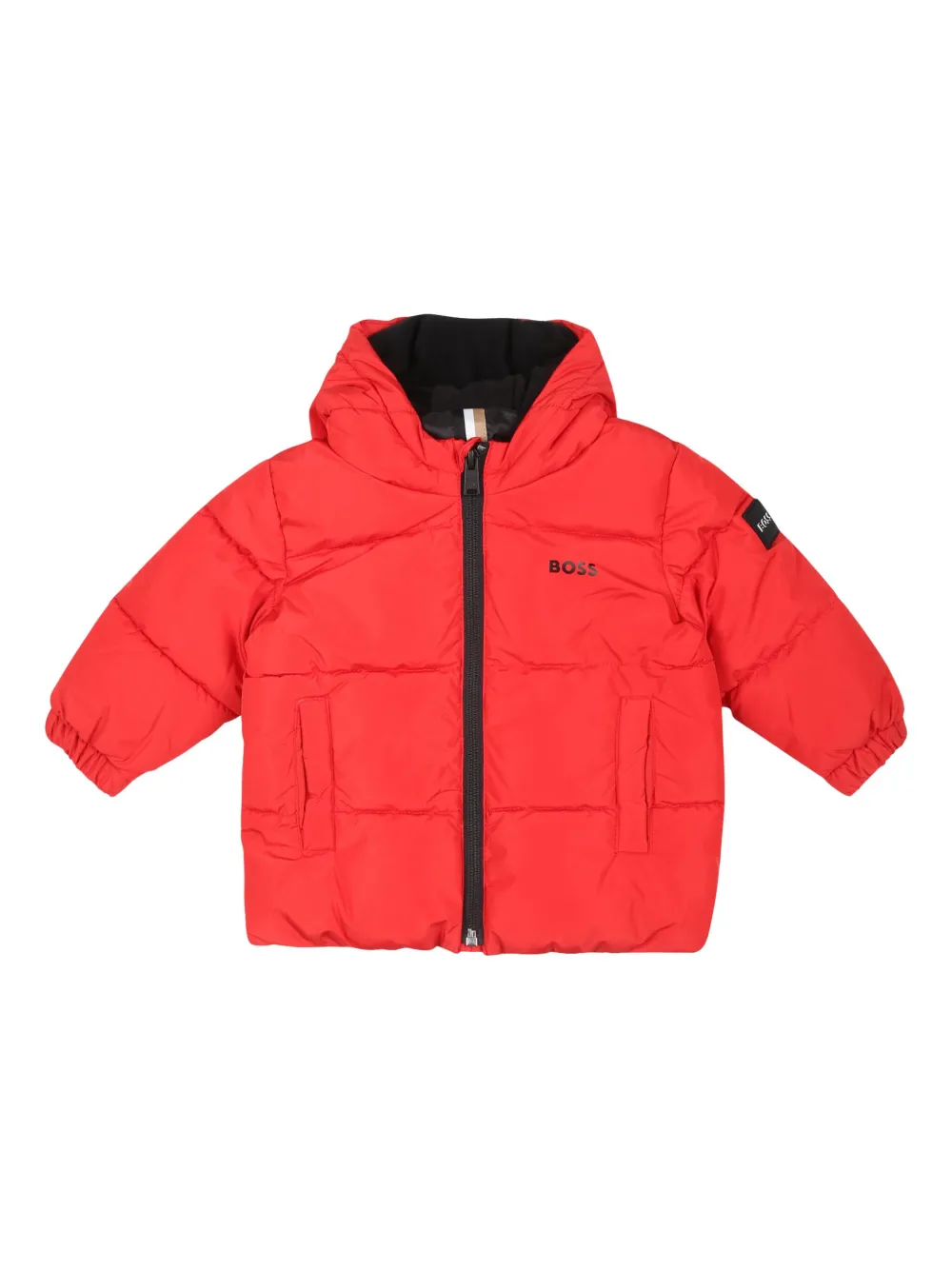 

Пуховик с логотипом BOSS Kidswear, красный
