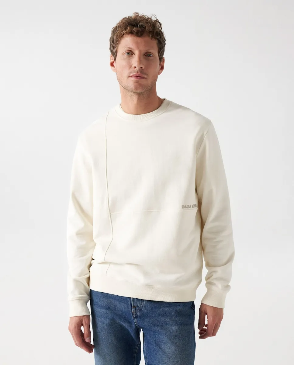 

Мужская белая толстовка без капюшона Salsa Jeans, кремовый