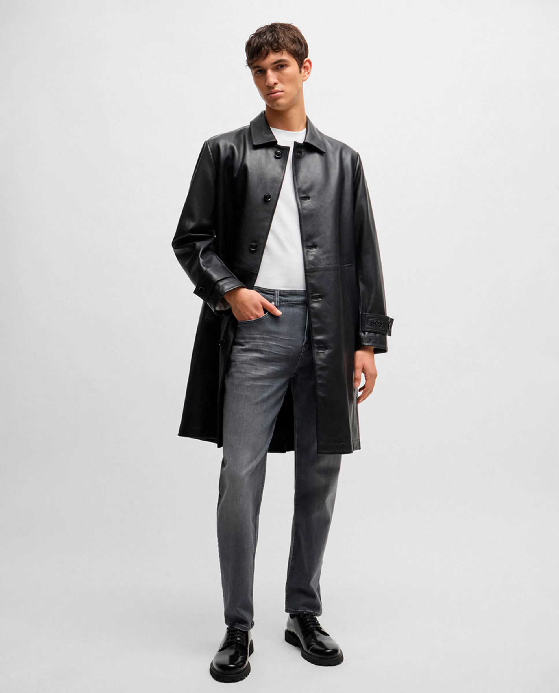 

Джинсы Maine regular fit из эластичного денима серого цвета Boss, серый