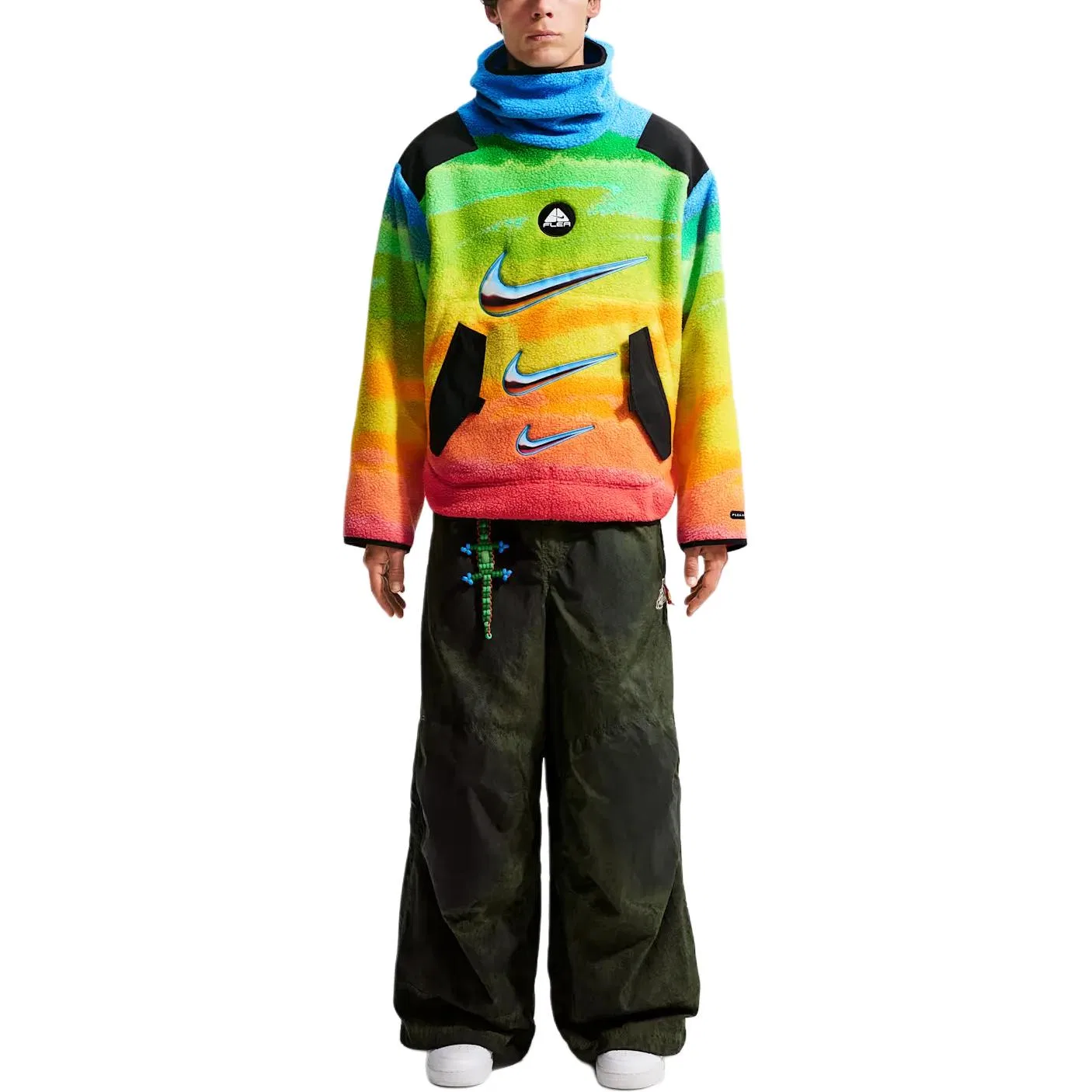 Толстовка унисекс синяя/желтая с капюшоном, свободная посадка Nike, Blue/Yellow — фото 4