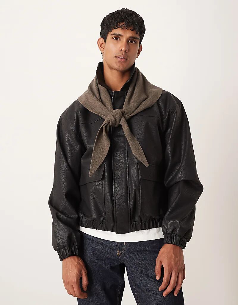 

Вязаный треугольный шарф My Accessories Man коричневого цвета