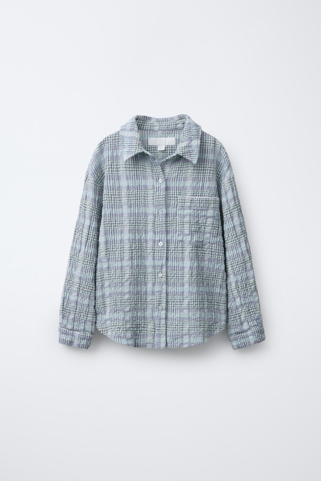 

Рубашка в клетку с принтом ZARA, цвет Blue/Lavender