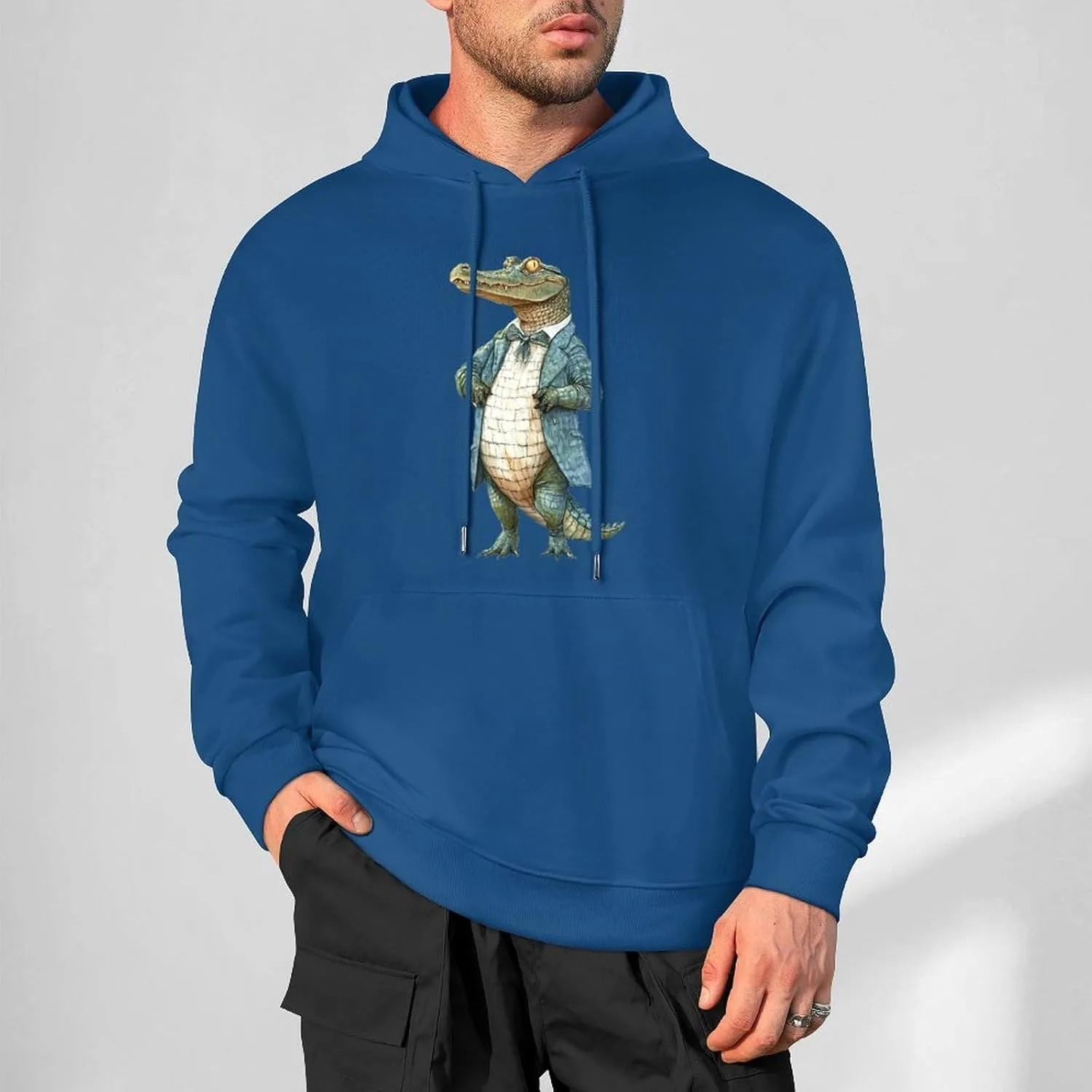 Толстовка Crocodile Gentleman Fashion с капюшоном и карманом Generic, зеленый — фото 2