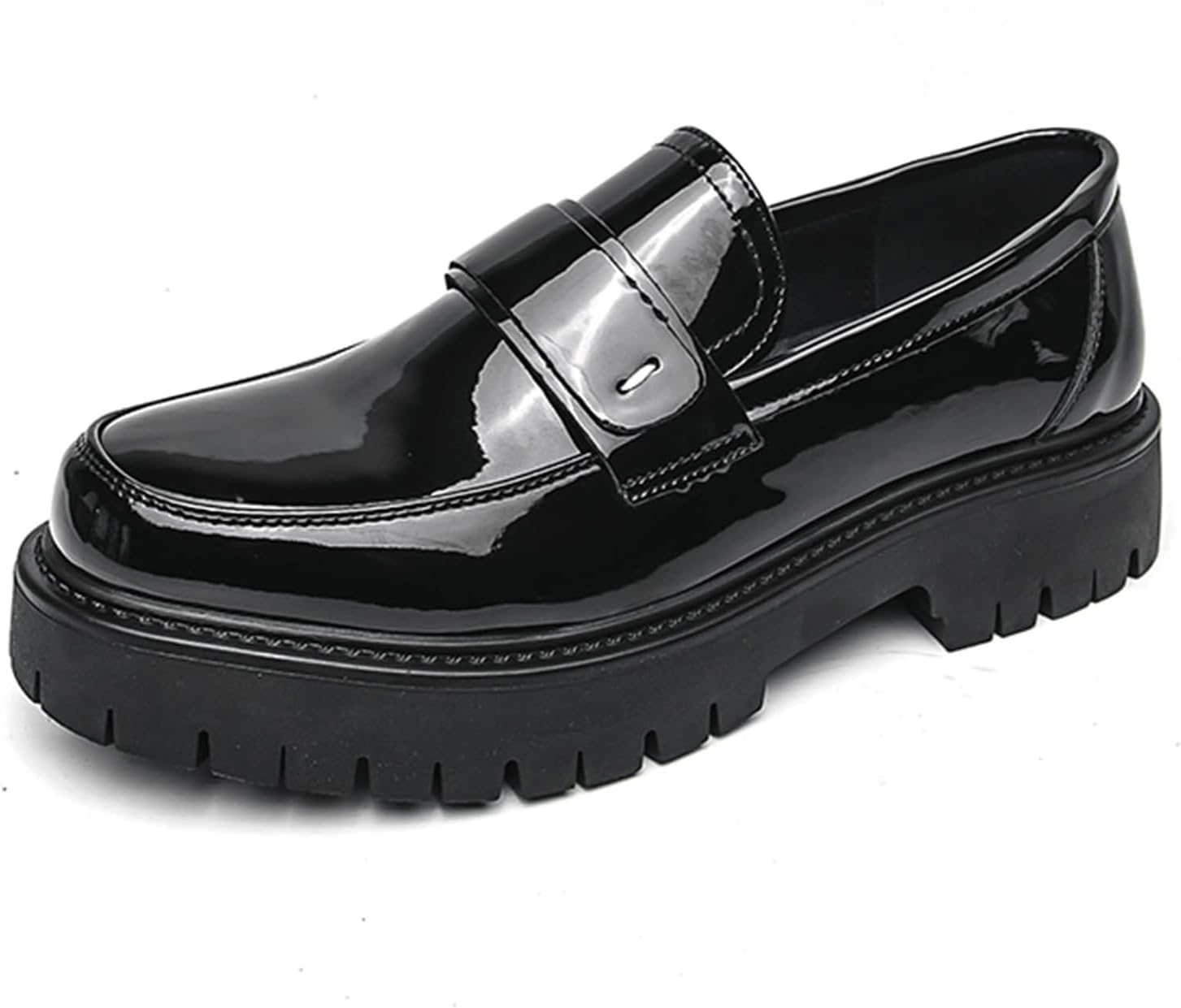 

Мужские кожаные слипоны с платформой, кисточками, противоскользящие туфли с низким верхом, круглым носком и массивной подошвой для работы и повседневной носки Generic, черный