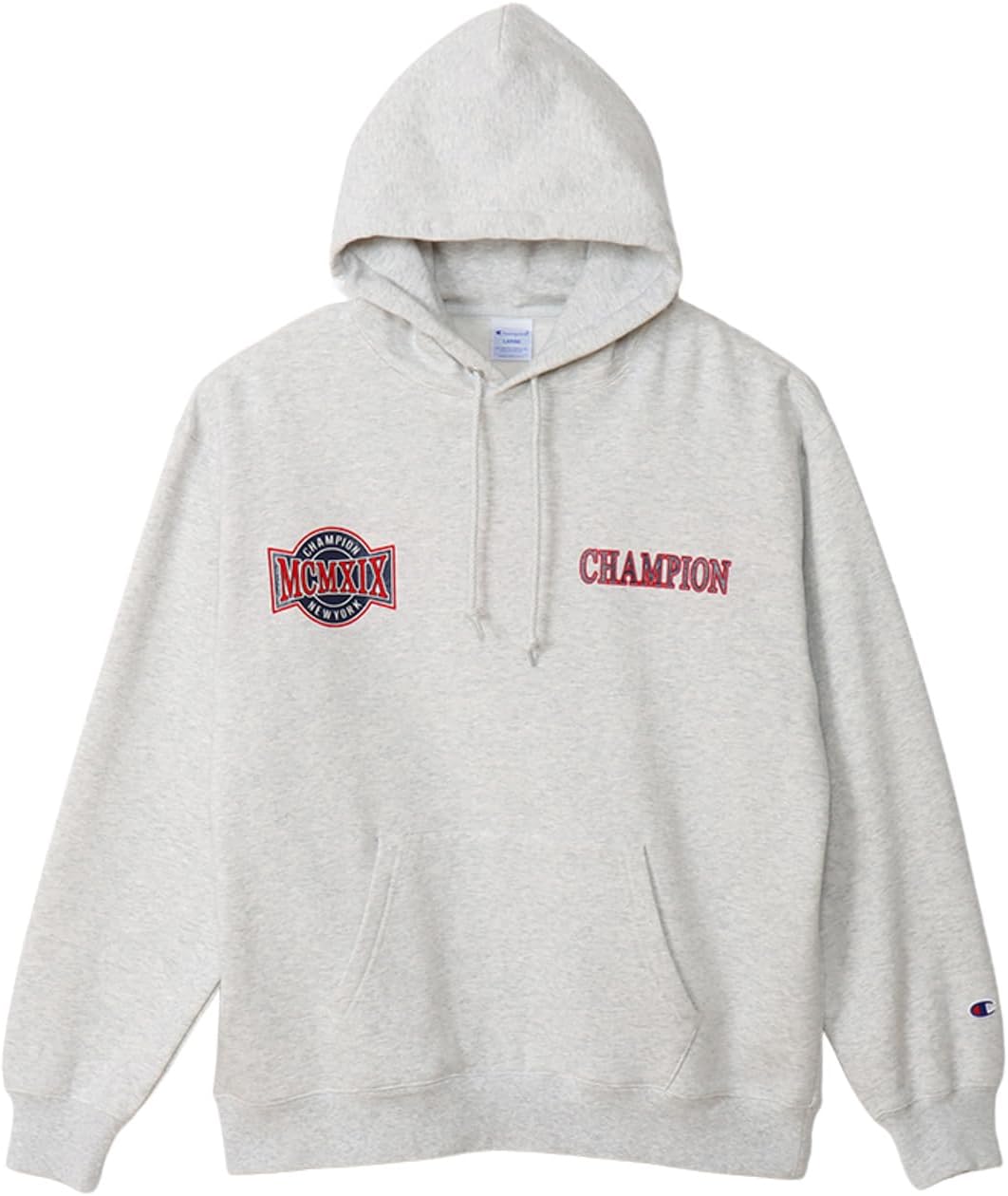 

Мужская толстовка Champion с длинными рукавами, флисовой подкладкой, из хлопка, свободного кроя, с капюшоном, резиновым и флоковым принтом, модель Action Style, C3-A108, меланжевый серый