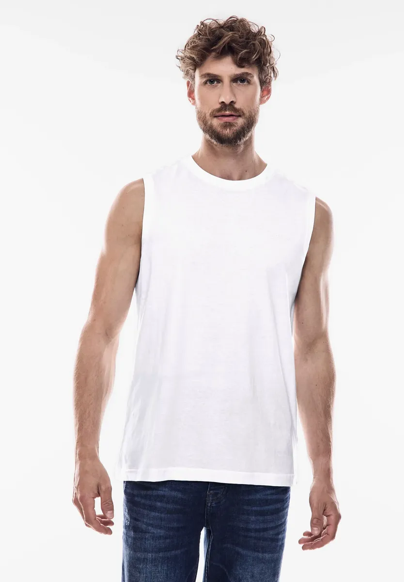 

Майка STREET ONE MEN из трикотажа однотонного цвета, белый