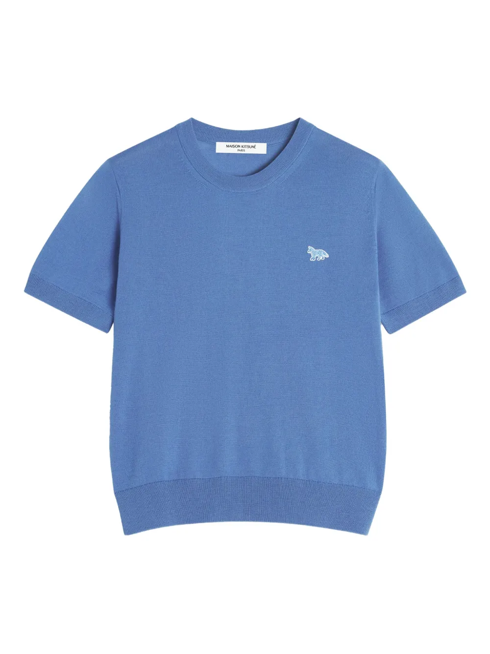 

Футболка из шерсти с вышивкой в виде лисы Maison Kitsuné, синий
