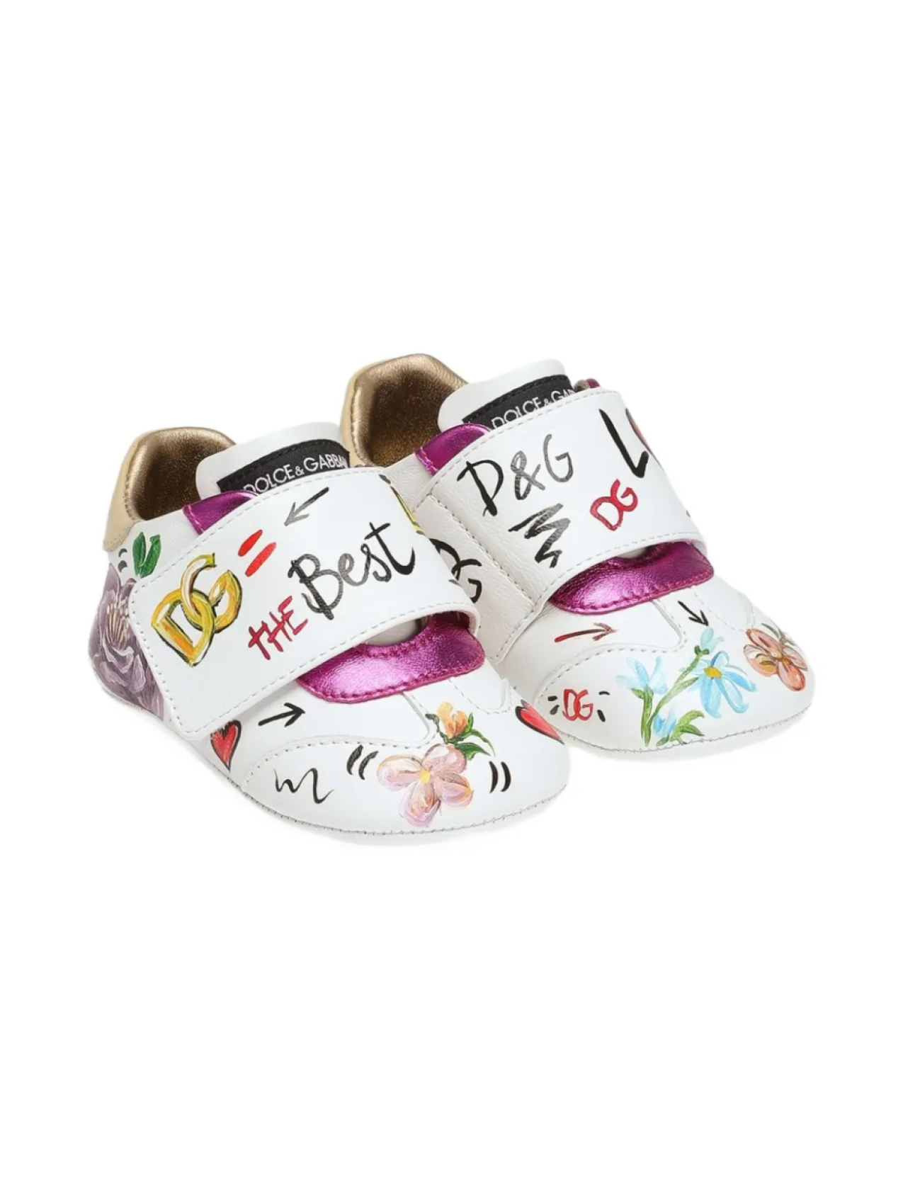 

Dolce & Gabbana Kids кожаные пинетки с логотипом, белый
