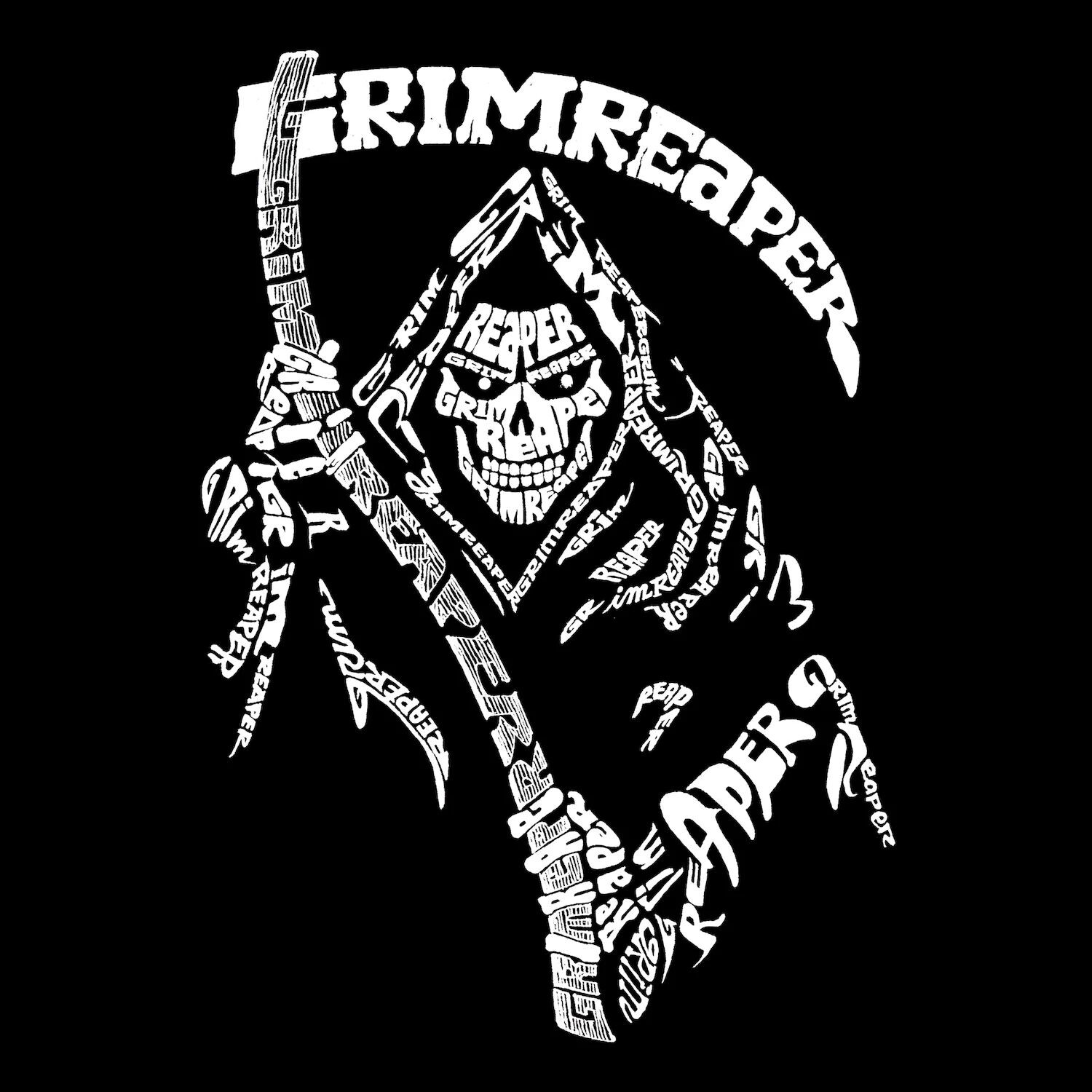 

Мужская толстовка с капюшоном Word Art — Grim Reaper LA Pop Art, серый