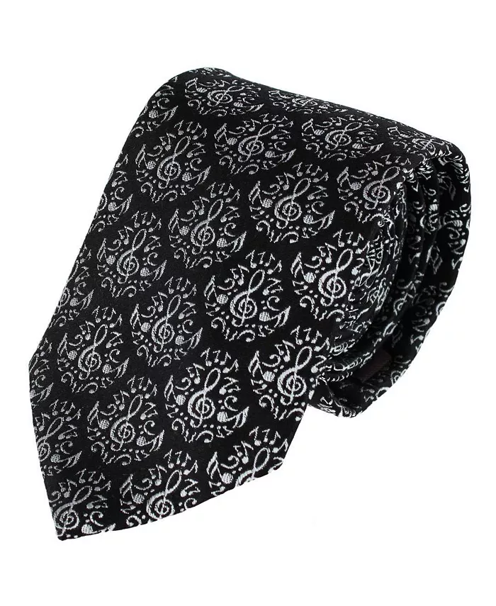 

Мужской галстук Maestro's Melody Mayhem из шелка с музыкальными нотами Trafalgar, черный