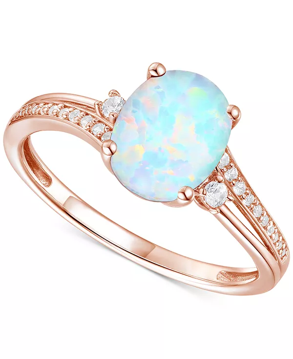 

Кольцо-Завиток с аметистом (1-1/2 карата tw) и выращенным в лаборатории белым сапфиром (1/8 карата tw) из стерлингового серебра с покрытием из 14-каратного золота (также с другими драгоценными камнями) Macy'S, opal