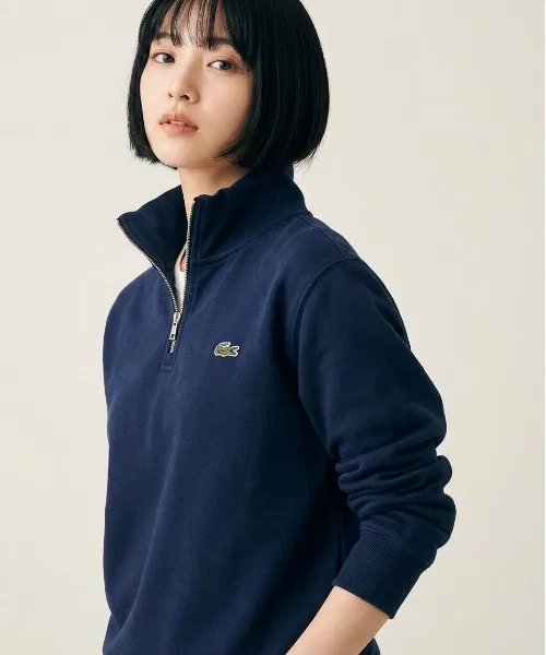 Свитшот LACOSTE с молнией, базовый, темно-синий