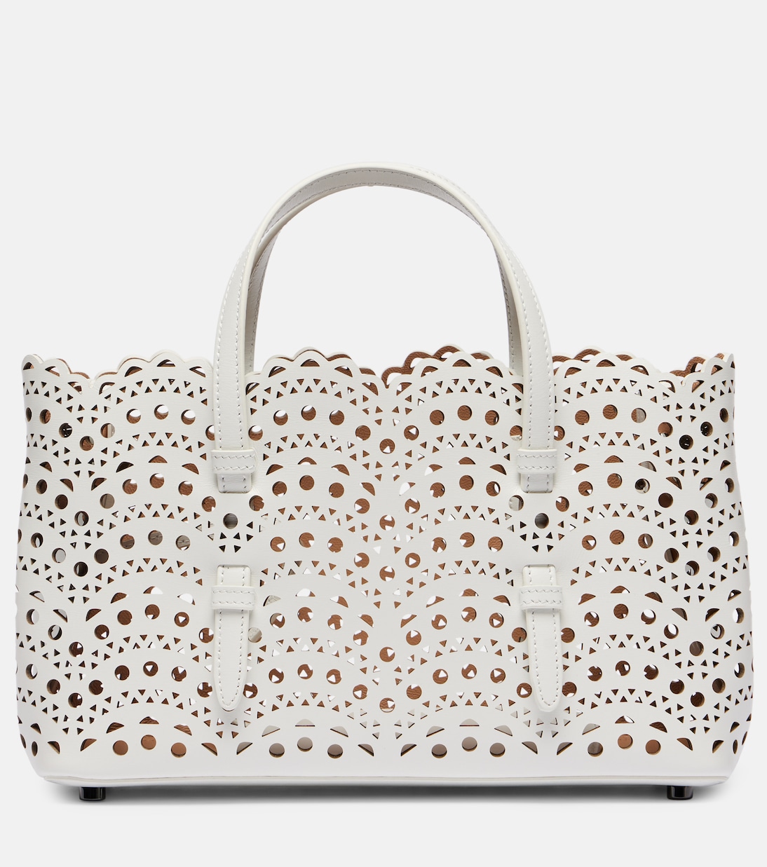 

Мина 25 Vienne Wave маленькая кожаная сумка-тоут Alaïa, Blanc Optique
