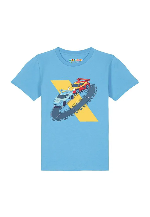 Футболка с принтом гоночного автомобиля Watapparel, Aqua Blue — фото 2