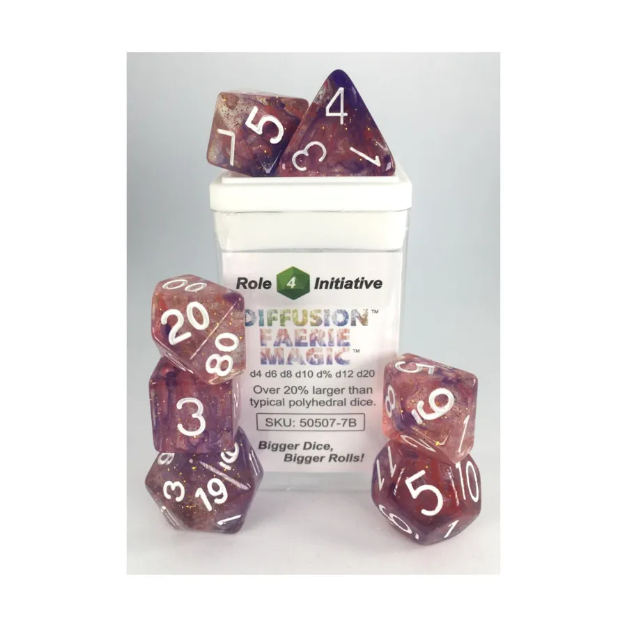 

Многогранные игральные кости — Волшебная магия с белыми цифрами (7), Game Dice - Diffusion (Role 4 Initiative)