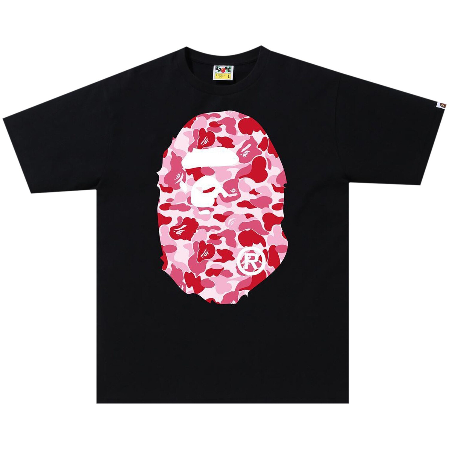 

BAPE ABC Камуфляжная футболка с головой большой обезьяны, цвет черный/розовый