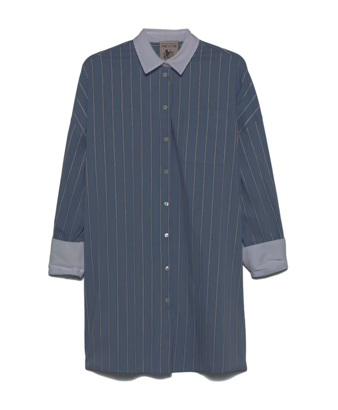 

Синяя рубашка на пуговицах, с длинными рукавами. Semicouture, синий