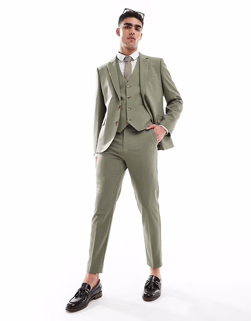 

Зауженные брюки ASOS DESIGN оливкового цвета