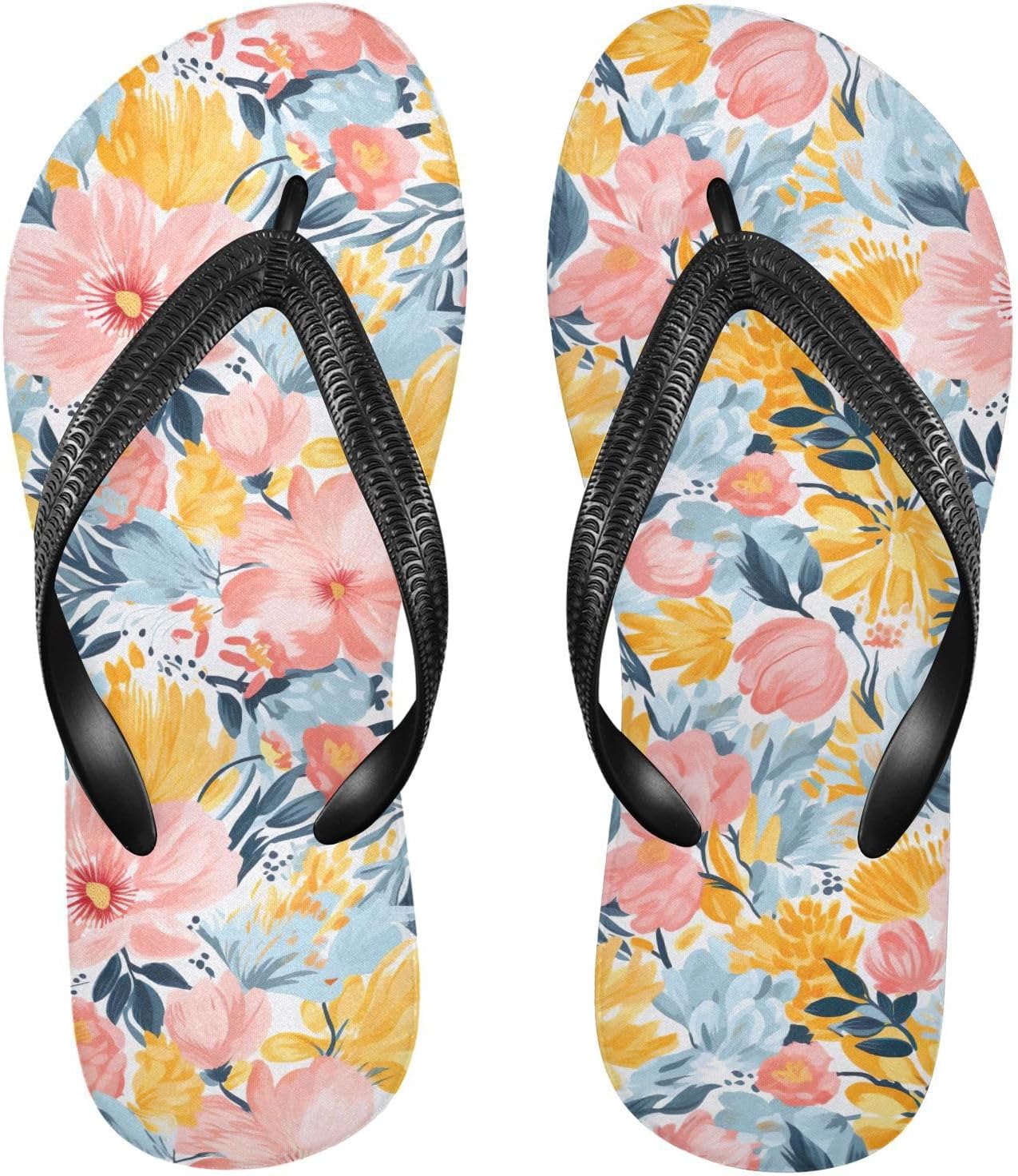 

Шлепанцы с мультяшными цветами, пляжные, для душа, резиновые, нескользящие, летние, для женщин и мужчин, для прогулок Sinestour, Cartoon Flowers