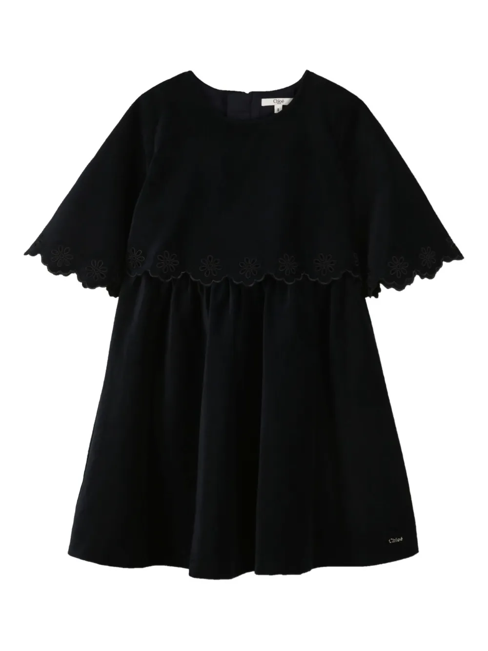 

Платье с фестонами и вышивкой Chloé Kids, синий