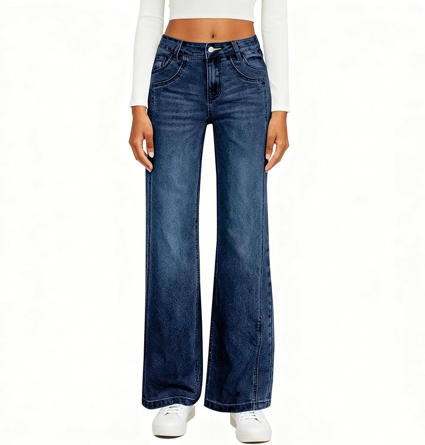 Джинсы High Waisted для женщин, прямые, свободные — фото 2