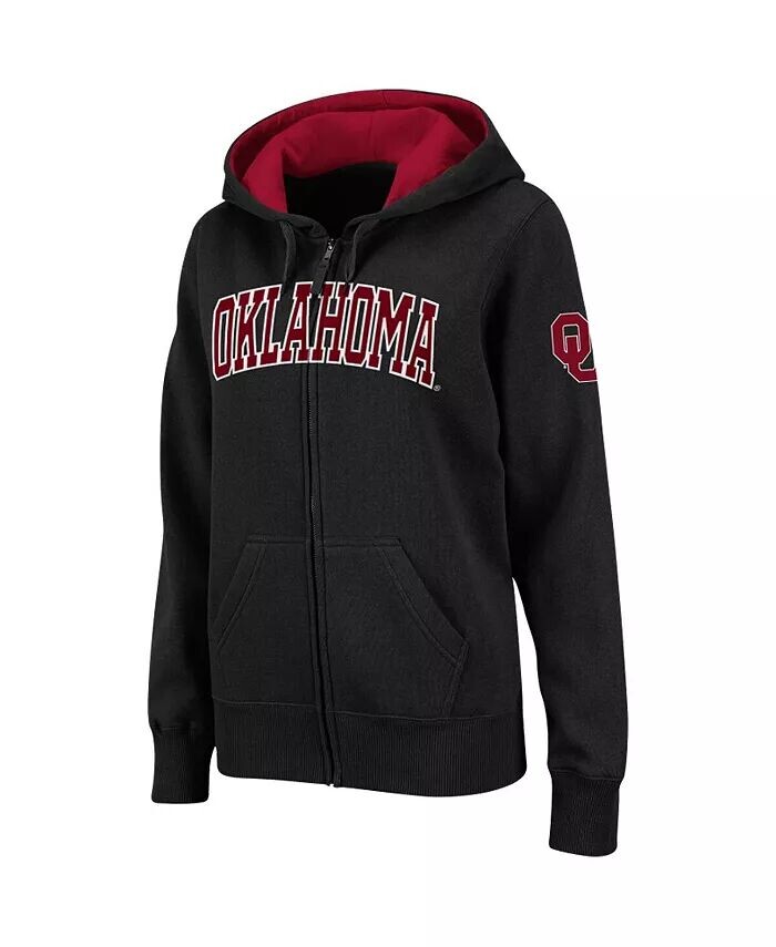 

Женская черная толстовка с капюшоном Oklahoma Sooners с арочным именем и молнией Colosseum