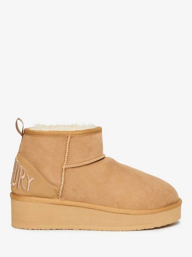 Замшевые ботинки sherpa flatform на плоской подошве Superdry, цвет Light Tan