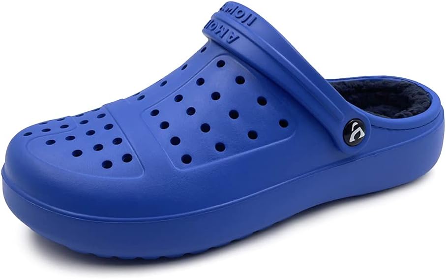 

Зимние унисекс сабо Amoji из флиса с меховой подкладкой, садовые туфли и домашние тапочки D8818, синий