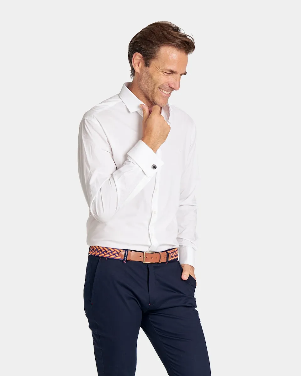 

Мужская поплиновая рубашка классического кроя гладкая белая Spagnolo, белый