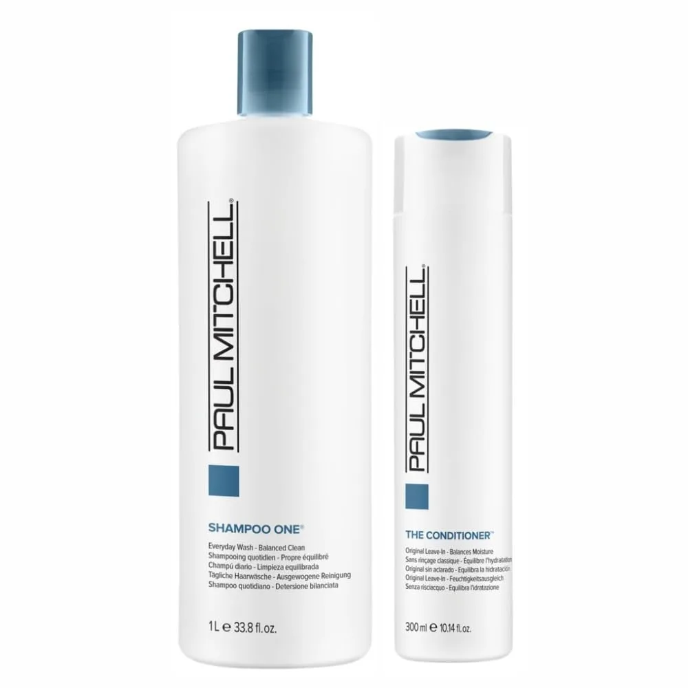 Шампунь Paul Mitchell One, очищает и увлажняет, 950 мл. Кондиционер, классический несмываемый, смягчает и увлажняет, для всех типов волос, 300 мл.