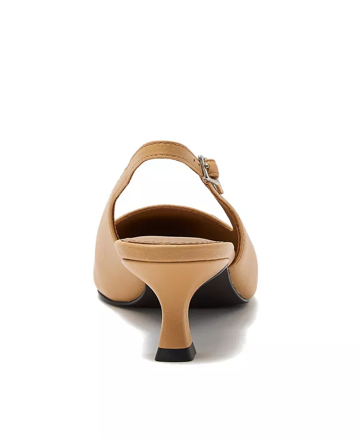 Женские кожаные туфли-лодочки на каблуке kitten heel с мыском cap toe Lands' End, мультиколор — фото 4