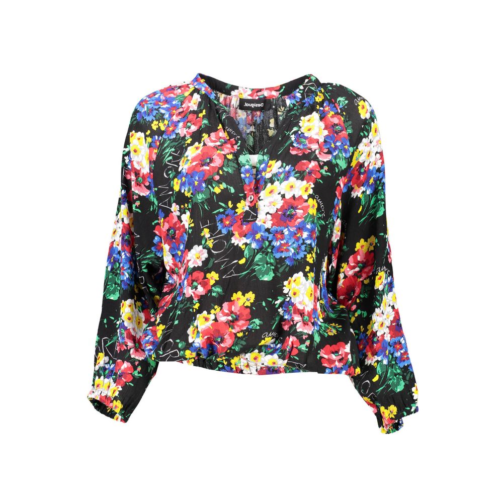 

Черный вискозный женский топ Desigual