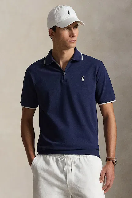 Поло хлопок с эластаном Polo Ralph Lauren, темно-синий