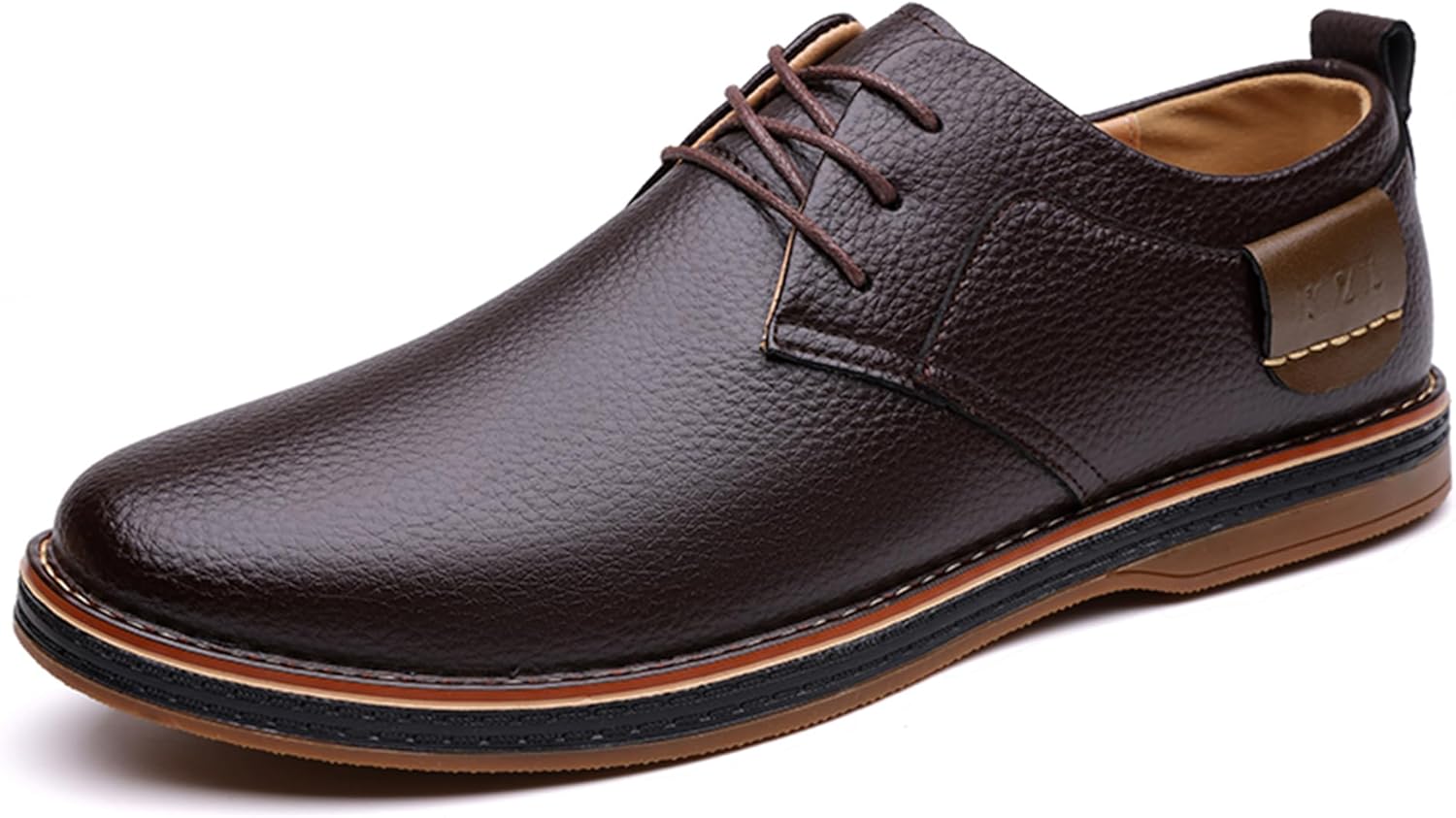 

Мужские повседневные лоферы Veslexth, дышащие, удобные, с крыльями, на шнуровке, роскошная кожаная обувь для мужчин для работы, офиса, прогулок и улицы, коричневый